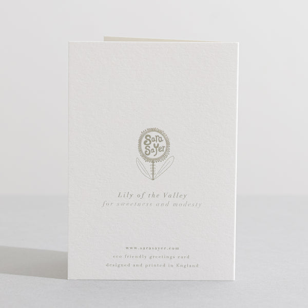back of Lily of the Valley Flower Card Language of Flower Card  - Sara Sayer