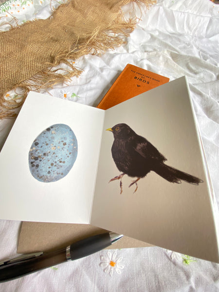 Blackbird British Bird card Concertina card - Sara Sayer