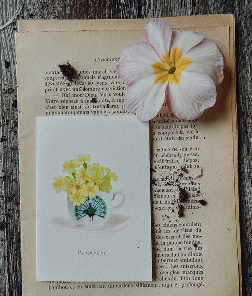Primrose Flower card Language of Flowers card - Sara Sayer