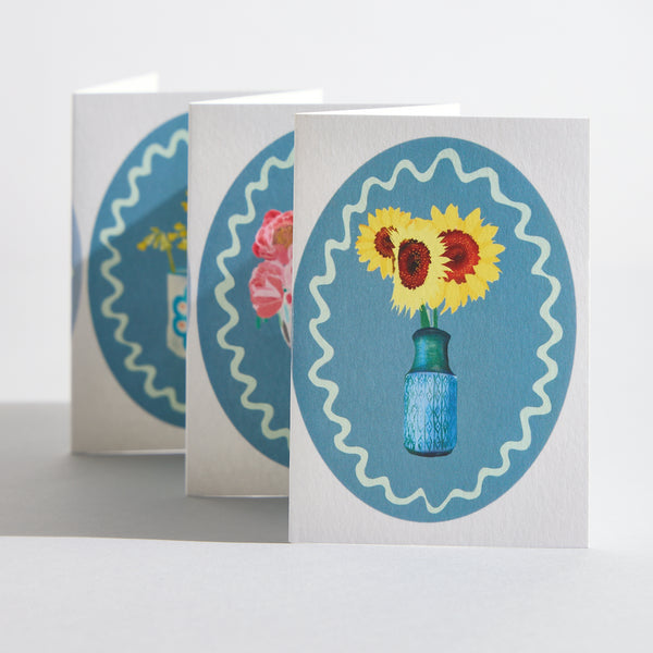 Shades of Blue Botanical Flower concertina card