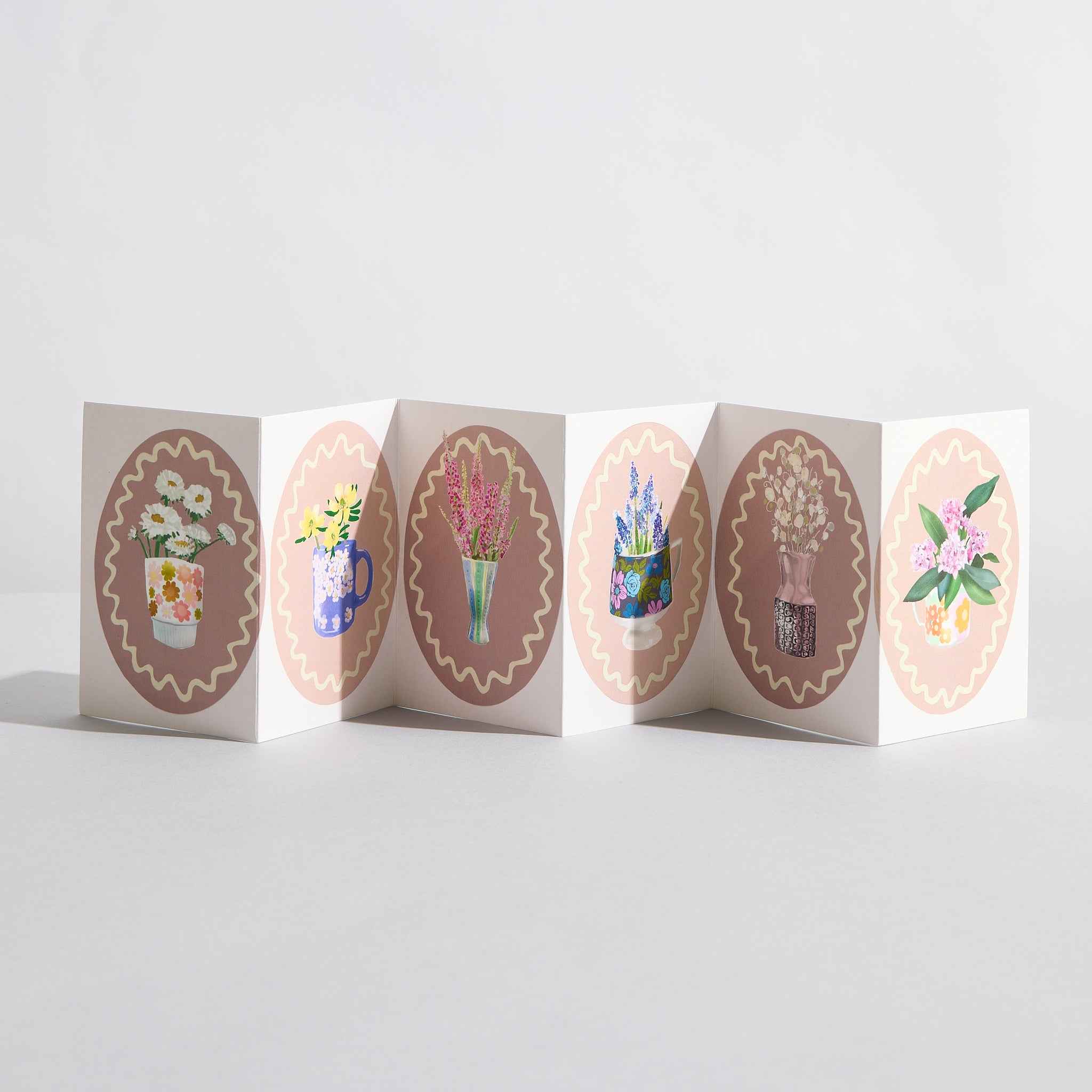 Shades of Blush Botanical Flower concertina card