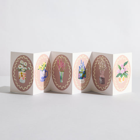 Shades of Blush Botanical Flower concertina card