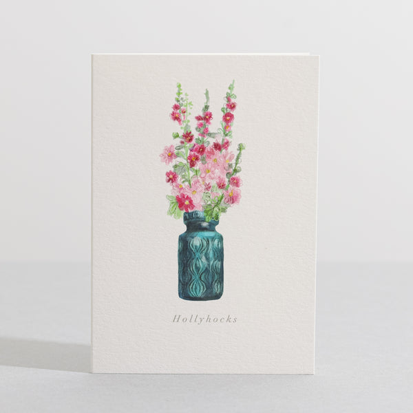 Hollyhock flower card Language of flower card - Sara Sayer