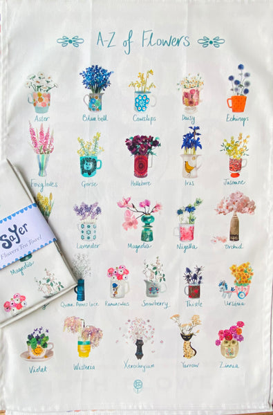 Alphabet of Flowers Tea towel - A-Z