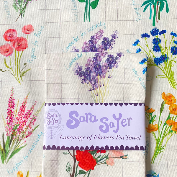 Language of Flowers Tea Towel by Sara Sayer