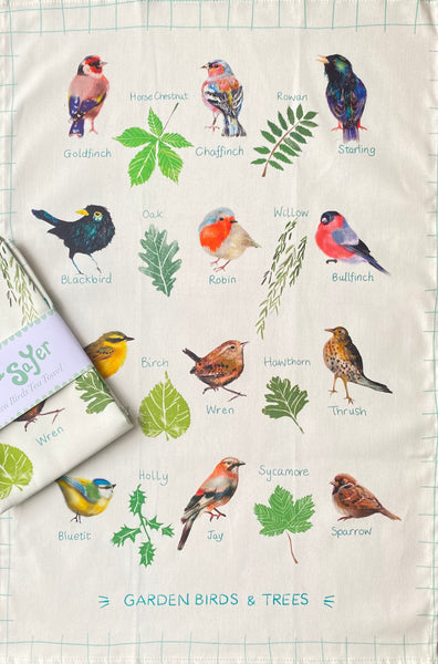 Garden Birds Tea Towel by Sara Sayer