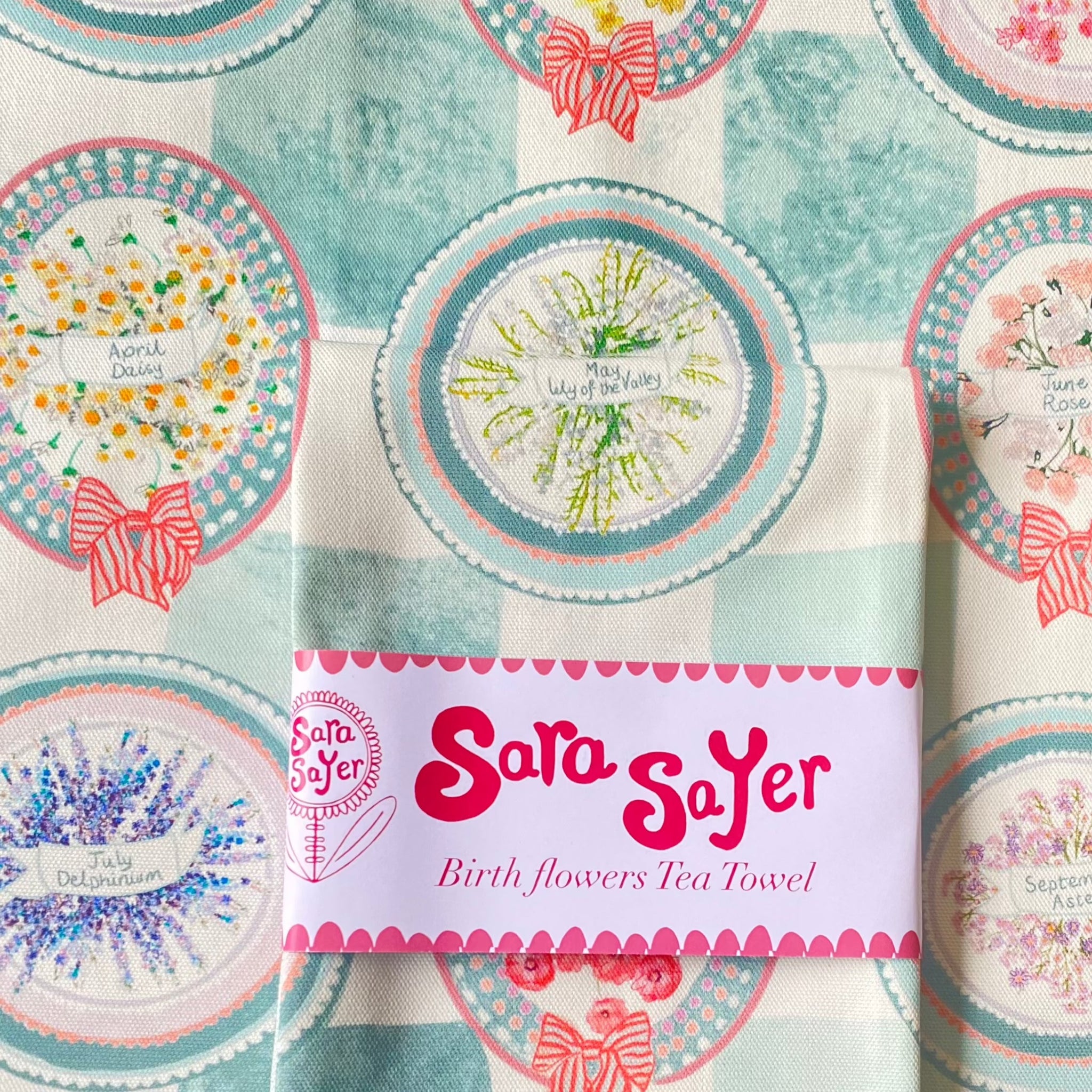Birth Flowers Tea Towel by Sara Sayer
