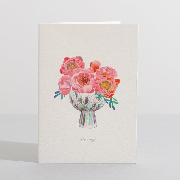 Peony flower card Language of Flowers Card - Sara Sayer