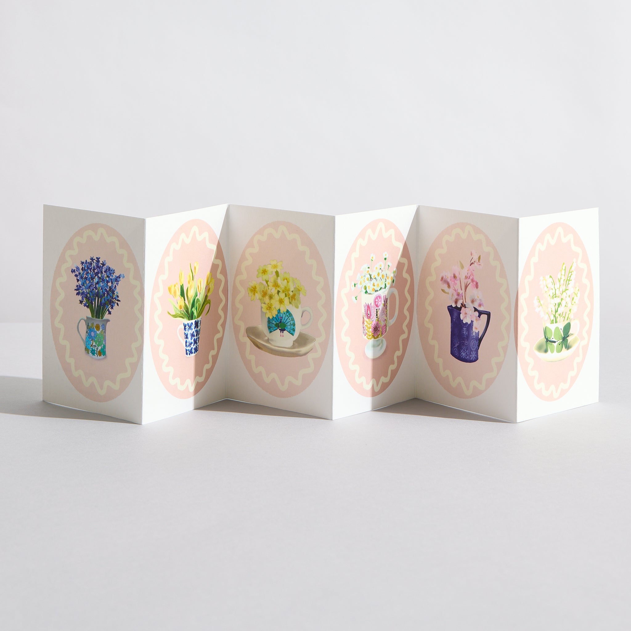 Shades of Pink Botanical Flower concertina card