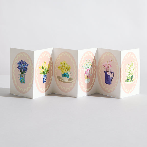 Shades of Pink Botanical Flower concertina card