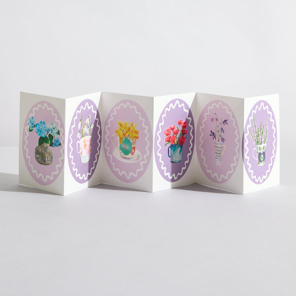 Shades of Plum Botanical Flower concertina card