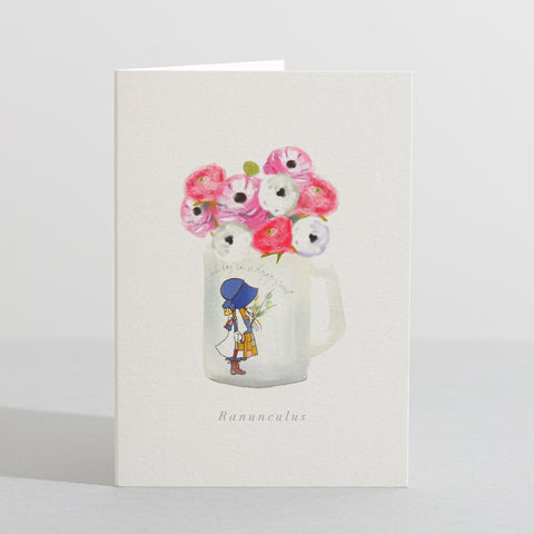 Ranunculus Flower card Language of Flowers card - Sara Sayer