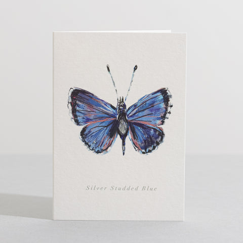 Silver Studded Blue butterfly card - Sara Sayer