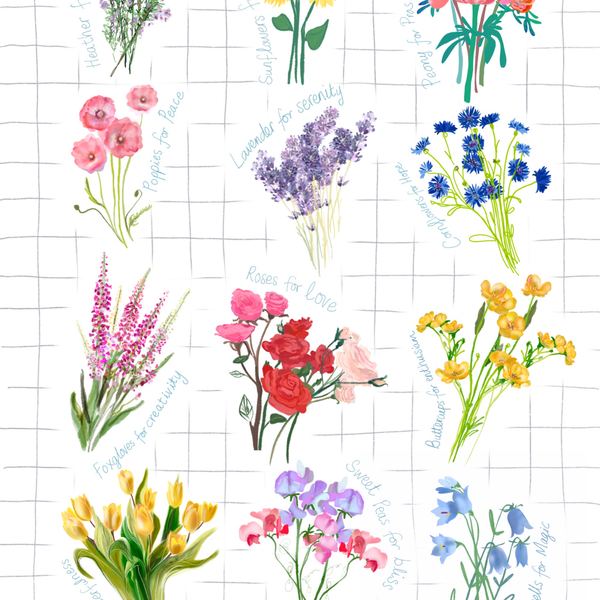 detail of Language of Flowers Wall Art Print - Sara Sayer