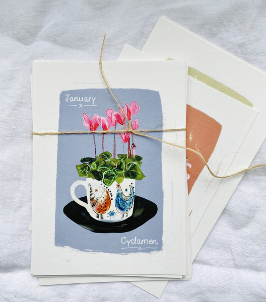 Floral almanac 12 postcard set - Sara Sayer